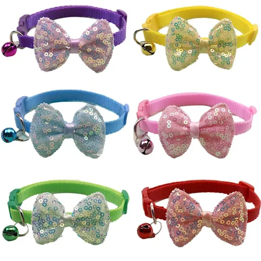 Pet Collars New Pet Bow Bell Collars Cute Cat Collars Pet Supplies Multicolor Adjustable Pet Dressing Tool Pet Accessori