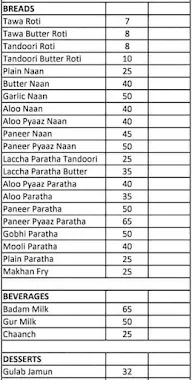 Deshbandhu Dhabha menu 1