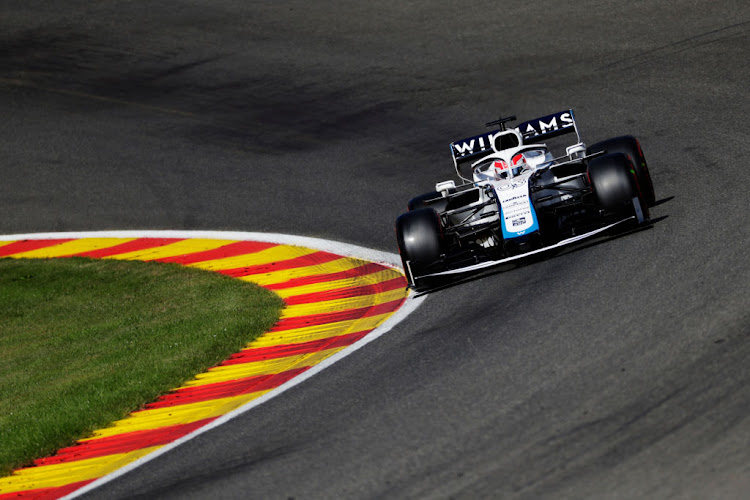 George Russell of Great Britain driving the (63) Williams Racing FW43 Mercedes drives during final practice for the F1 Grand Prix of Belgium at Circuit de Spa-Francorchamps on August 29, 2020 in Spa, Belgium.