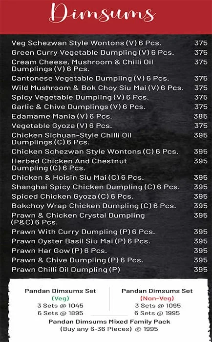 Pandan - Asian Eats menu 