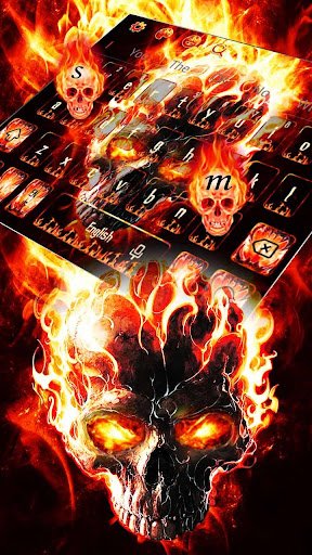 Horror Flame skull Keyboard Theme