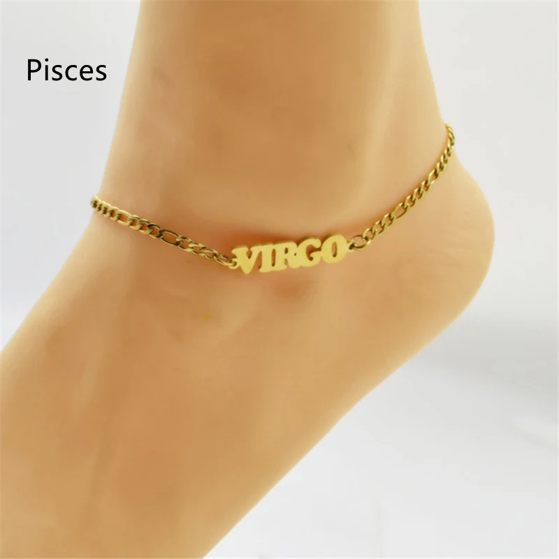 Bracelet de cheville en acier titane douze constellations, chaîne de cheville, placage sous vide au four, raffinement quotidien