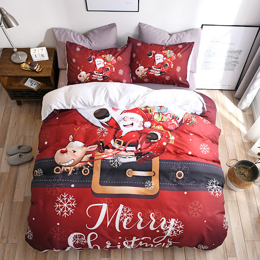 Title 2, Happy Santa Claus Happy Gift 3D Digital Bed Set...