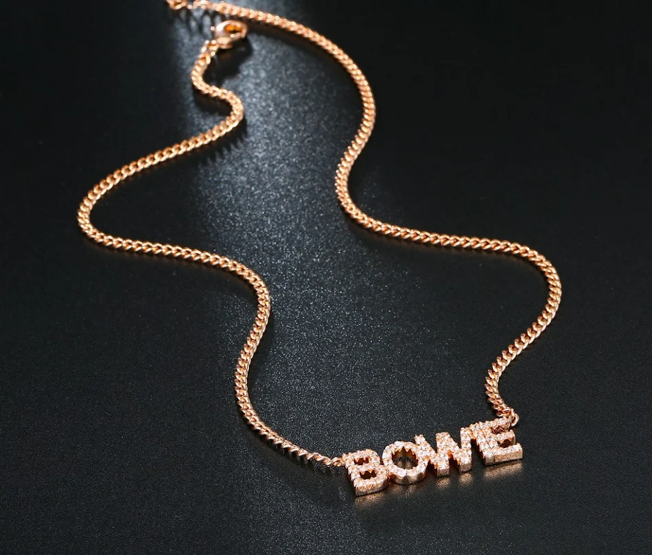 Hip hop Rhinestone letter necklace Personalized English Pendant