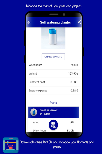 Print 3D management filament, cost calculator