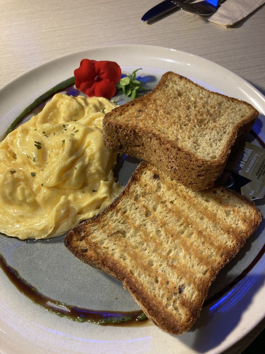 Scrambled eggs on toast