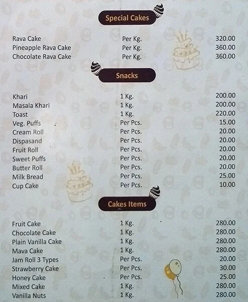 Bangalore Iyengar's Bakery menu 