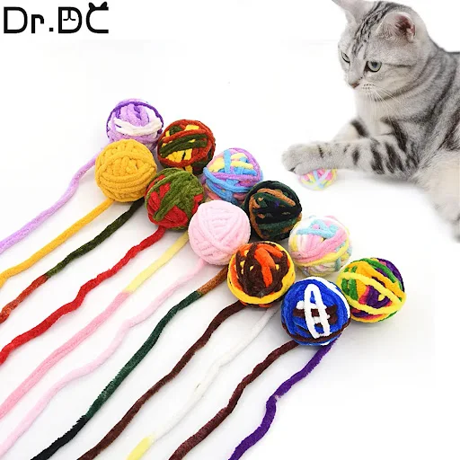Dr.DC Pet cat toys are self entertaining chew and tease cats toy balls colored wool dog supplies fidget toy for cats acc
