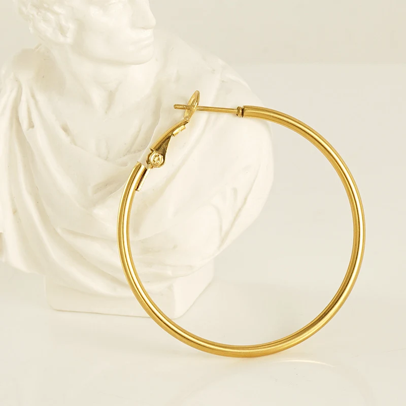 Nieuwe roestvrijstalen titanium stalen 18K gouden oorbellen, stijlvol en duurzaam, hypoallergeen, ideaal voor dagelijks gebruik en speciale gelegenheden.