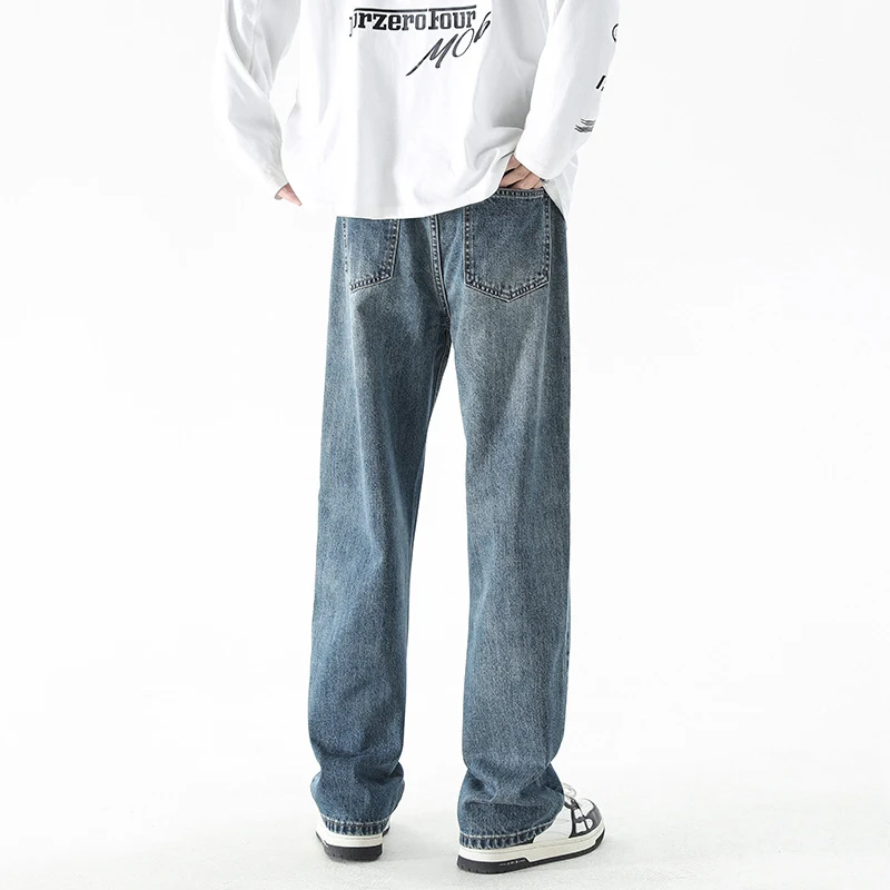 Europäische und amerikanische Street-Retro-Jeans für Herren, lässiger Schnitt, Vintage-Look, bieten Komfort und Stil für einen authentischen Auftritt.