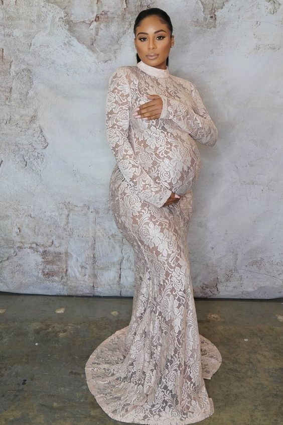 pregnant bride wearing maternity wedding gown