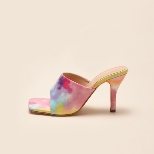 Title 5, Fashionable high-heeled rainbow sandals and sli...