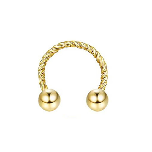 Title 4, Stainless Steel Nose Ring Twist Horseshoe Bar N...