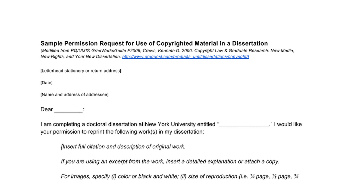 dissertation copyright permission