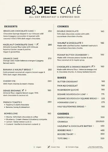 Boojee Cafe menu 