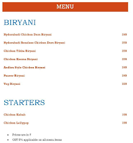 Biryani Trip - Destination Hyderabad menu 1