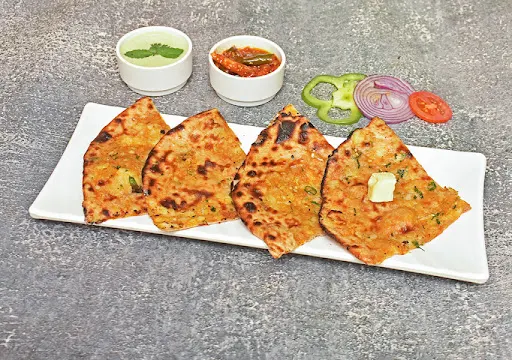 Aloo Paratha With Butter And Pickle