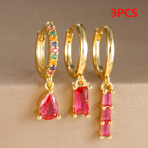 Title 5, Water Drop Earrings Geometry Rectangle Zirconia...