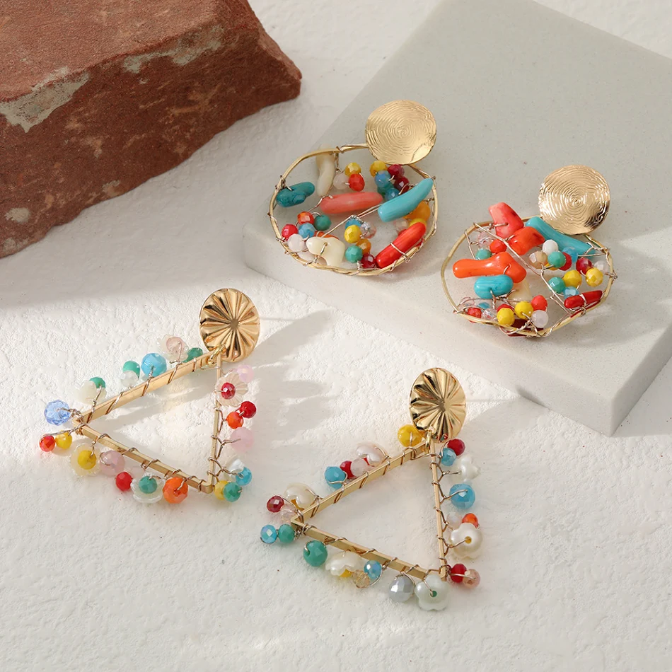 Triangle Oval Popular Creative All-match Earrings, the perfect accessory. Unique and versatile design to complement any 