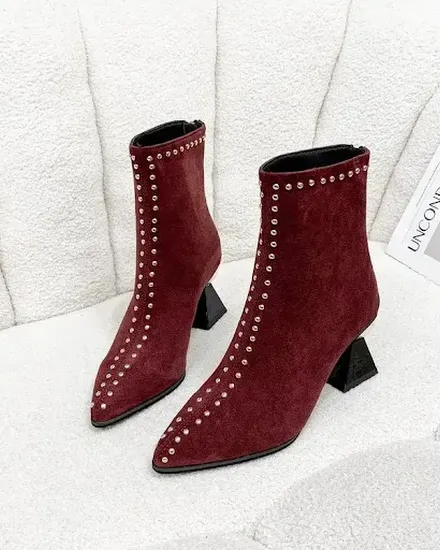 2024 Shallow Spring Autumn Women Ankle Boots Punk Pointed... - 1