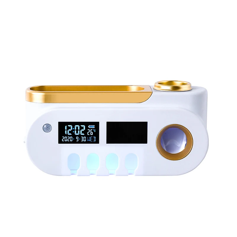 Multi-function Wall-Mounted Smart Disinfection Toothbrush Holder Bathroom Toothbrush Holder Toothpaste Squeezer Storage