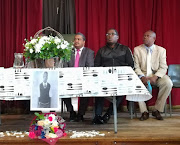 Gauteng Education MEC Panyaza Lesufi (in black) attending the memorial service at Forest High School of slain pupil Daniel Bakwela.