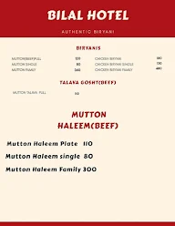 Bilal Hotel menu 1