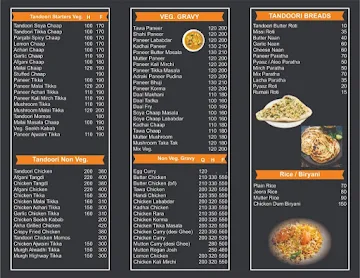 Tandoori Daawat menu 