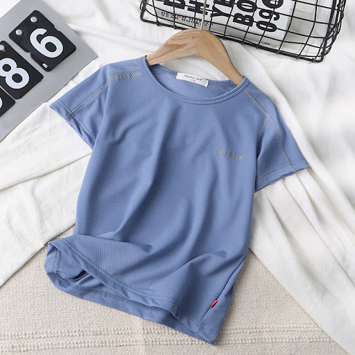 Title 6, Comfortable round neck mesh half-sleeved blouse...