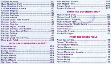 Sai's Aqua menu 