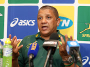 Former Springboks coach Allister Coetzee speaks during a press conference in November 2017. , 