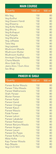 Sabji Roti menu 5