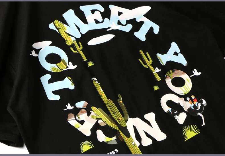 Short-Sleeved T-Shirt Male National Tide Hip-Hop Printed T-Shirt Ins Tide Brand Personality Loose Street American Couple