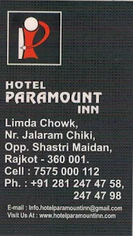 Hotel Paramount Inn menu 7