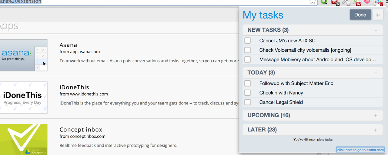 One Click Asana List Preview image 2