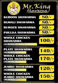 Mr King Shawarma menu 1