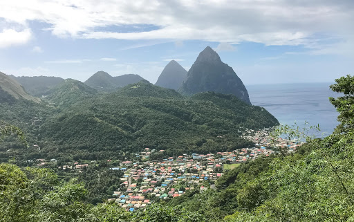 The town of Soufriere, which sits at the foot of the Pitons in St Lucia.