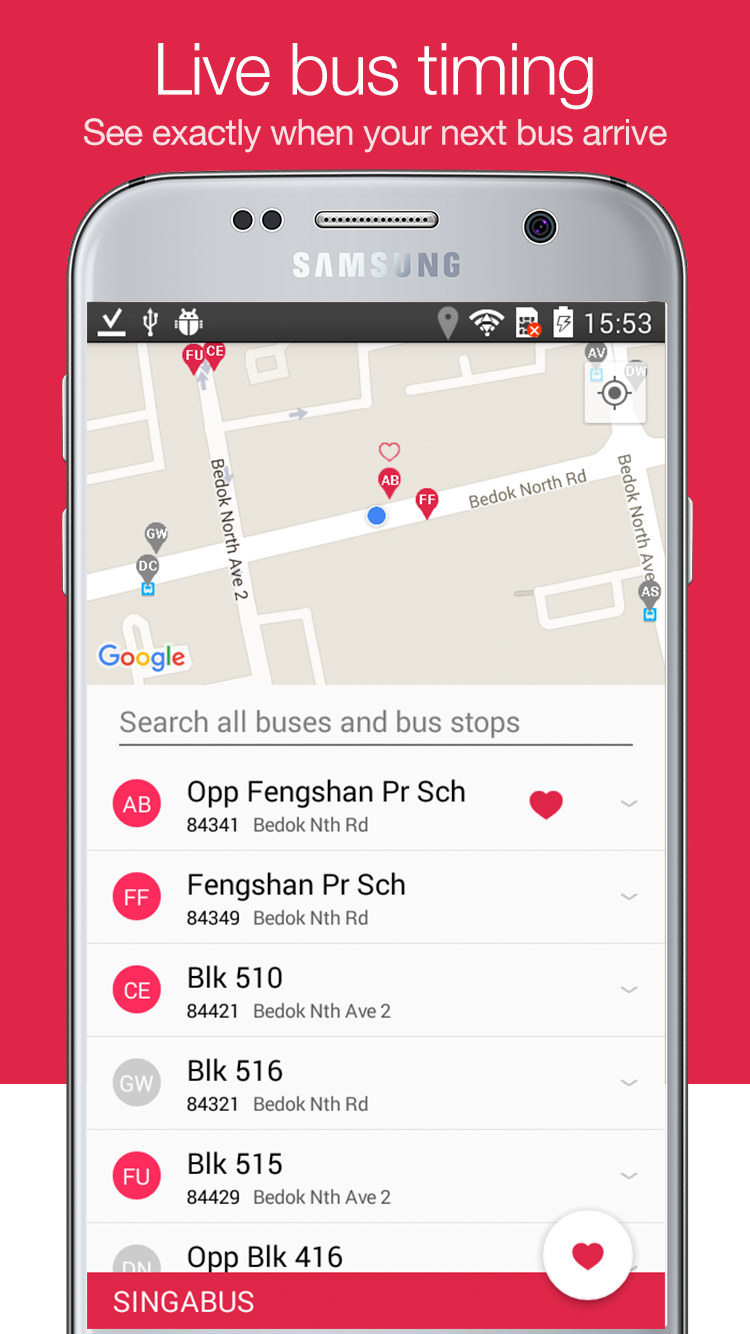 Singabus - SG Bus Arrival Time Screen 1