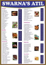 Swarna's Atil menu 1