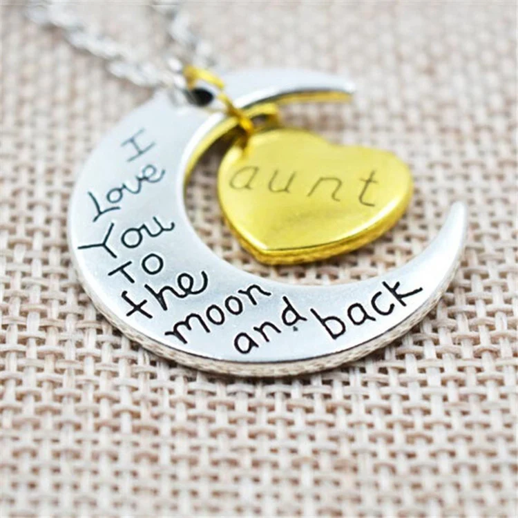 Family member moon heart necklace