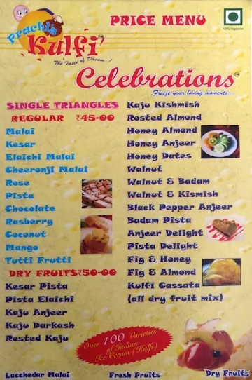 Prachi's Kulfi Celebration menu 