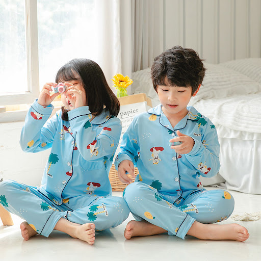Title 11, Cute Cartoon Boys And Girls Lapel Pajamas Set, ...