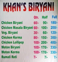 Khan's Biryani menu 1