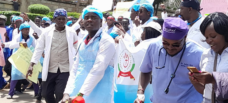 The striking doctors on the streets of Eldoret on April 15, 2024