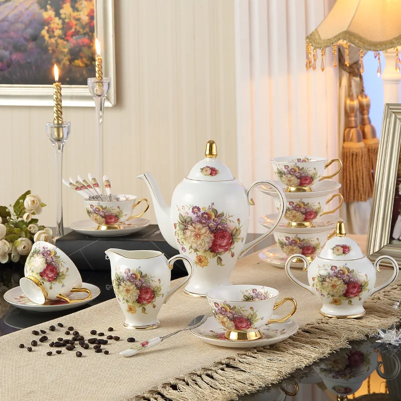 Exquisite Coffee Cup and Saucer English Afternoon Tea Flower Tea Set. Enjoy elegant tea time with this beautiful and fla