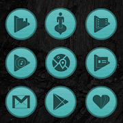 Wooden Radial Teal Icons