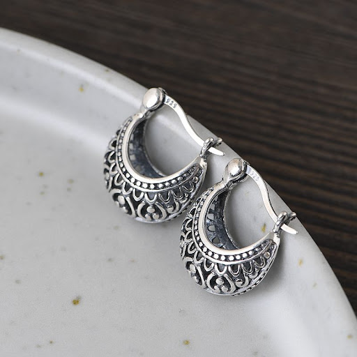 Title 1, S925 Silver Retro Matte Thai Silver Earrings