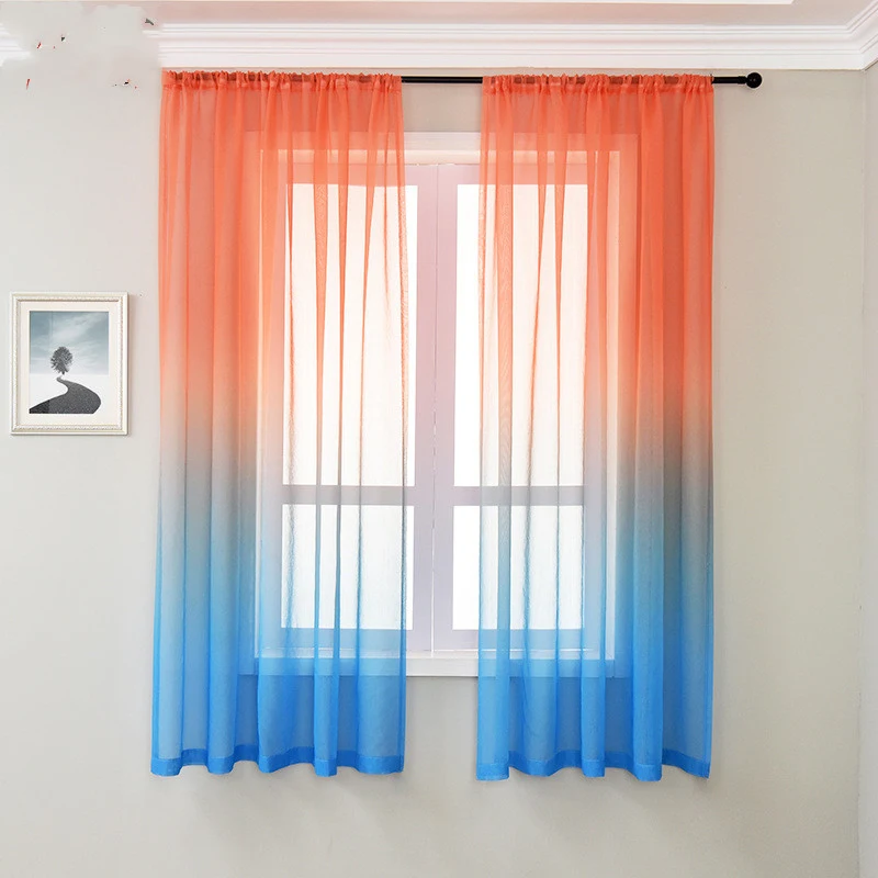 Title 2, Blue Purple Gradient Sheer Curtains for Living ...