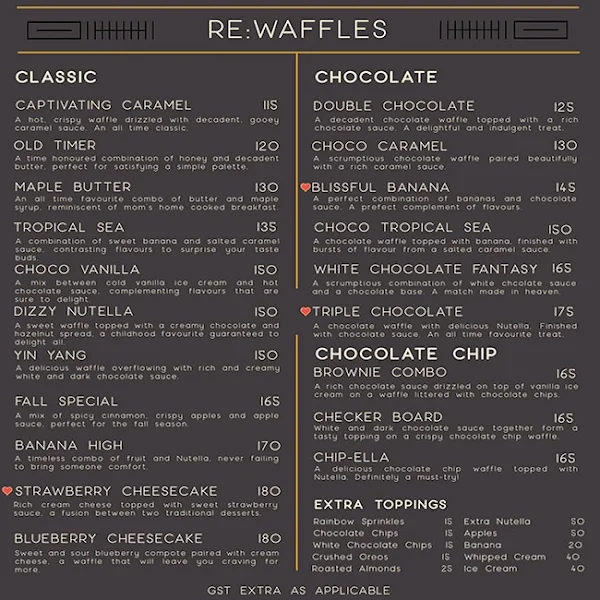 Retro The Vintage Cafe menu 