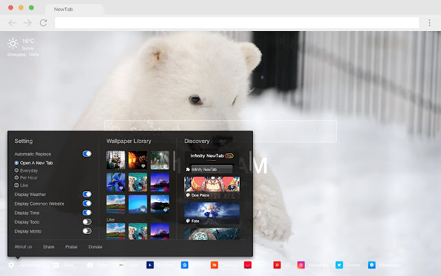 Little polar bear pop animal HD new tab theme